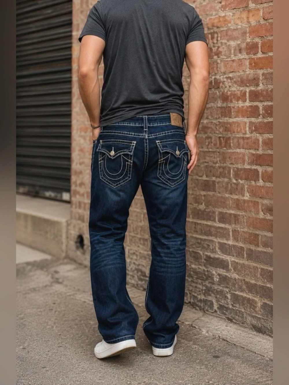 True Religion World Tour Men's Straight Big T Jeans Darken Brick Y2K 38x28 2607